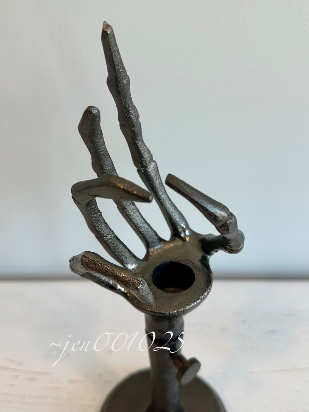 Skeleton Hand Adjustable Taper Candle Holder Aluminum Black - Threshold - Picture 9 of 13